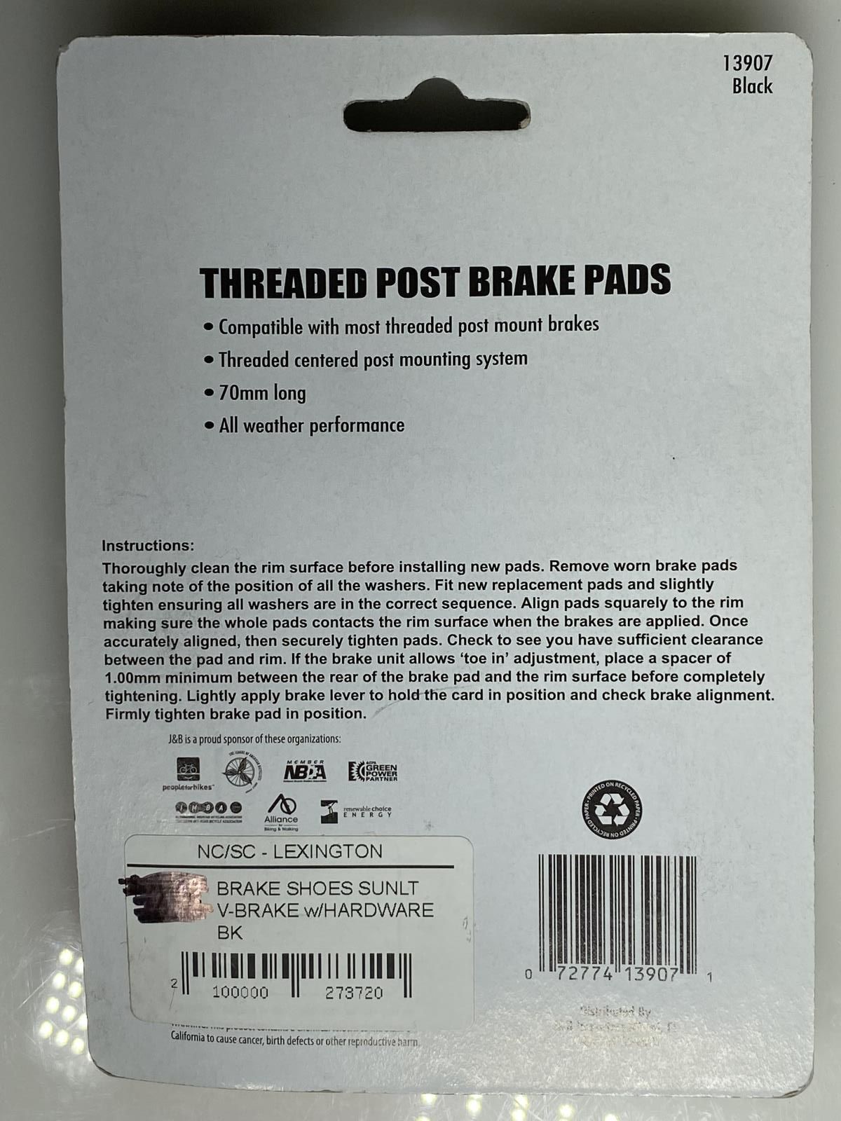 Threaded brake store pads