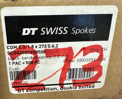 DT SWISS COMPETITION Spokes Black J-bend 2.0/1.8mm 14/15/14 DB 273mm 20/Count