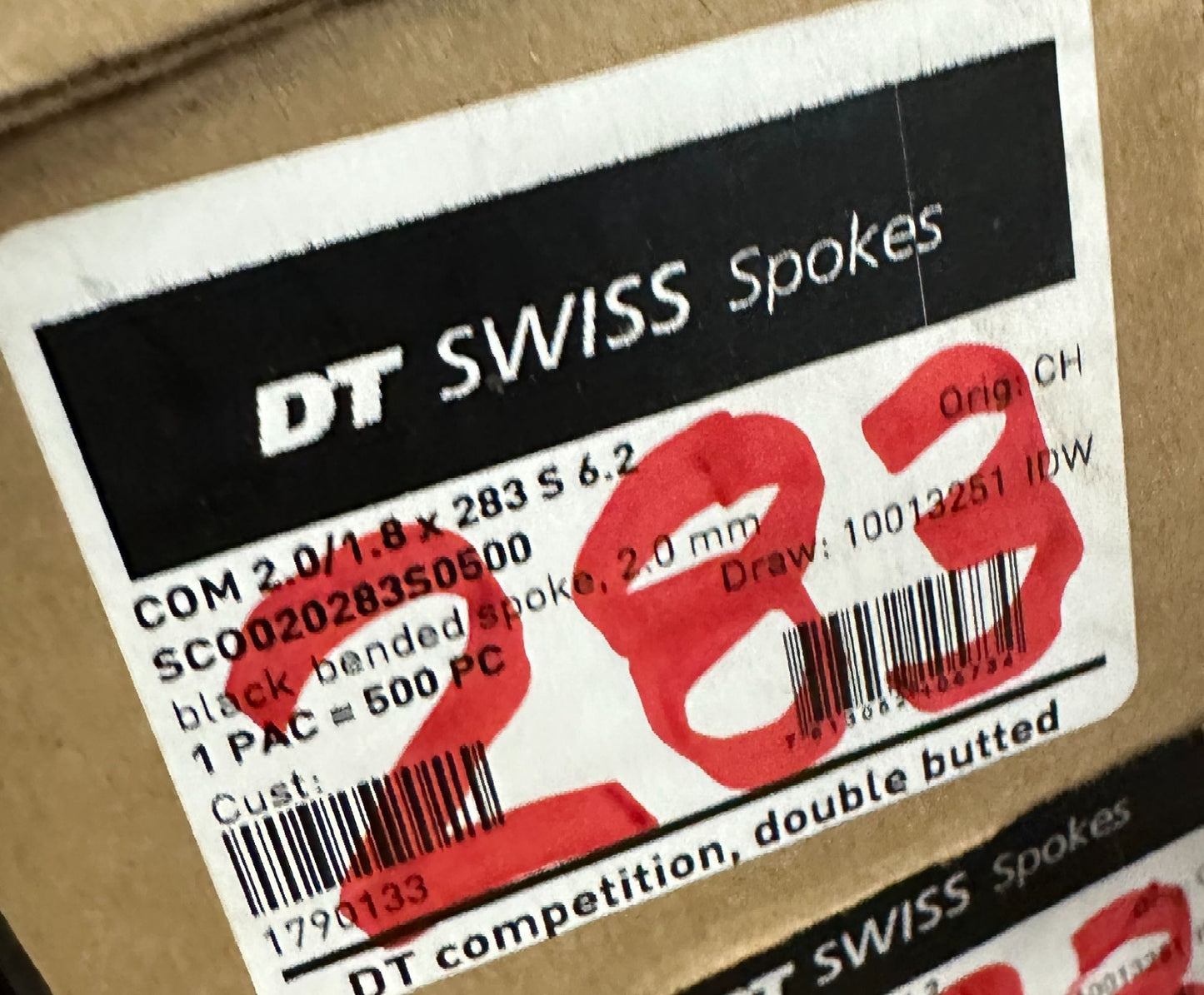 DT SWISS COMPETITION Spokes Black J-bend 2.0/1.8mm 14/15/14 DB 283mm 20/Count