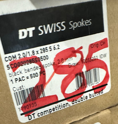 DT SWISS COMPETITION Spokes Black J-bend 2.0/1.8mm 14/15/14 DB 285mm 20/Count