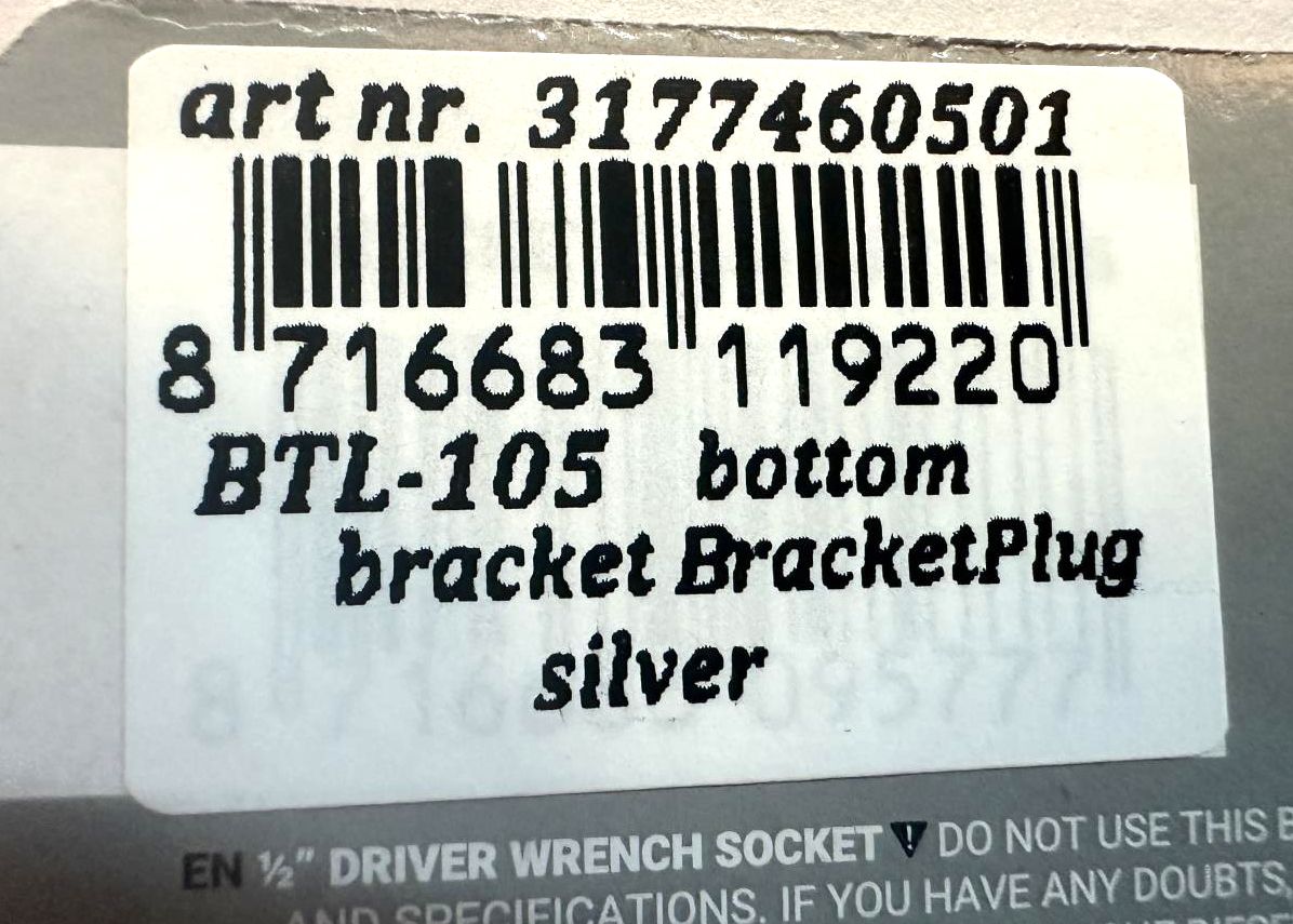 BBB CYCLING BTL-105 BracketPlug 16 Notch 44mm Cup Bottom Bracket Tool 1/2 Drive Socket.