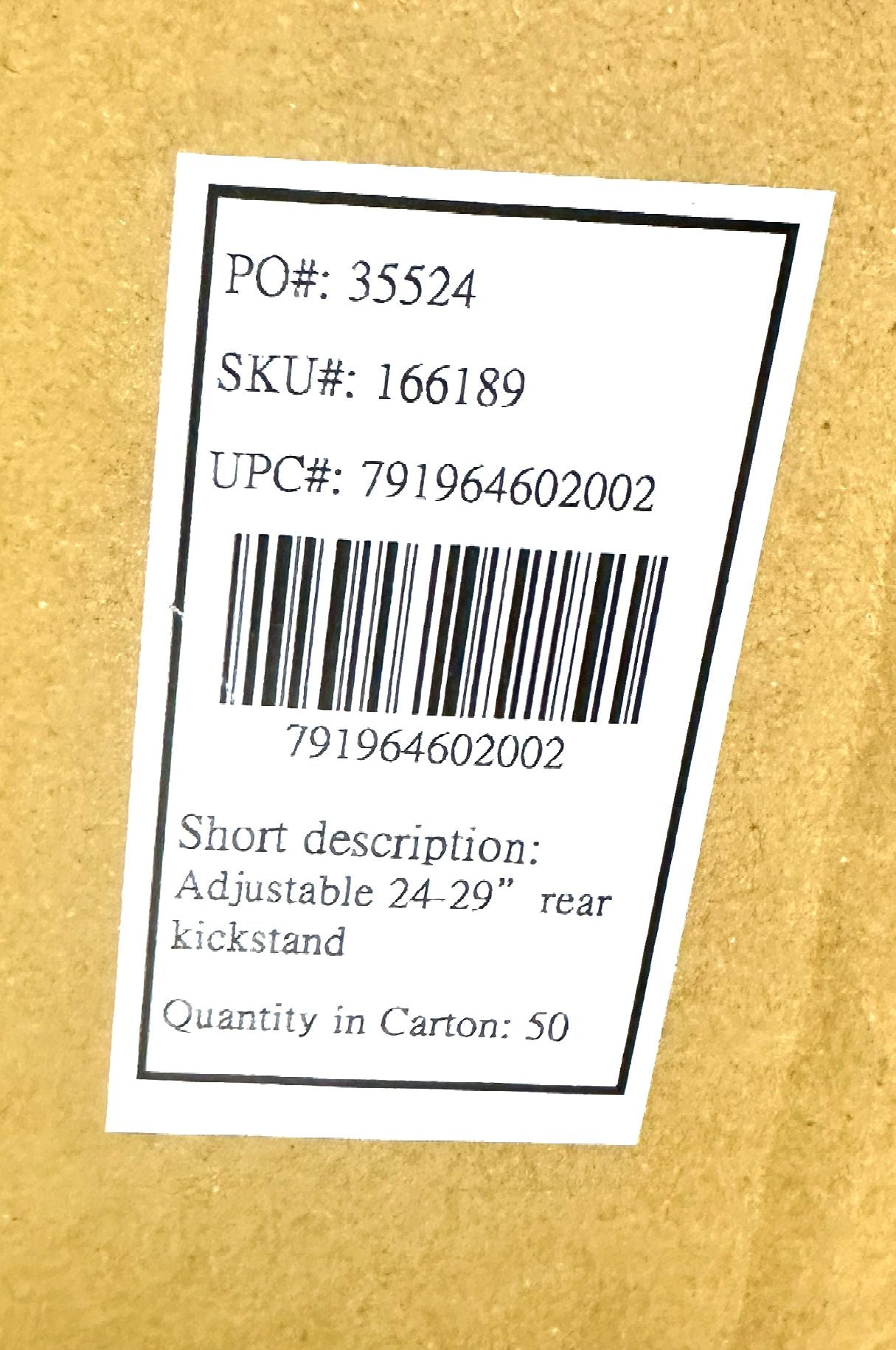 Kickstand Rear Alloy Direct Mount 40mm Non-Threaded Adjustable 24"-29" Black New