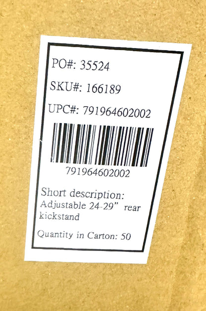 Kickstand Rear Alloy Direct Mount 40mm Non-Threaded Adjustable 24"-29" Black New