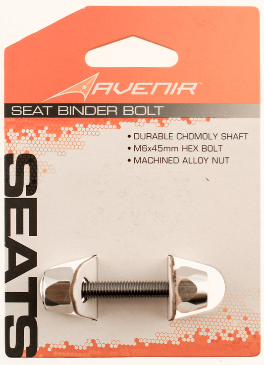 AVENIR SEAT BINDER Silver Alloy Nut Chromoly Shaft M6 x 45mm Bike Bolt Clamp NEW